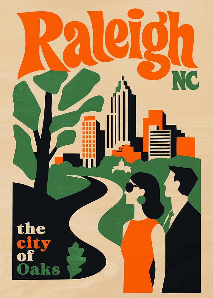 Raleigh North Carolina City of Oaks Poster