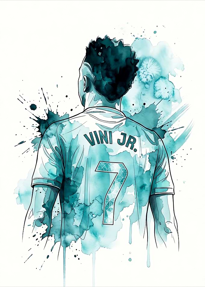 Vini Jr. Watercolor Soccer Art