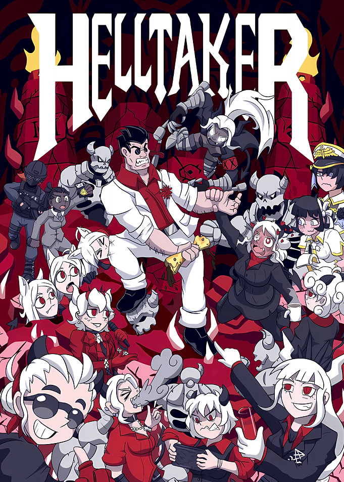 Helltaker Game Character Ensemble Poster