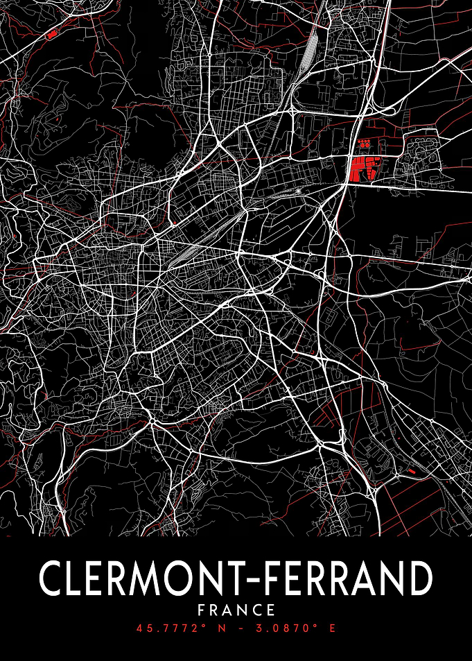 Clermont-Ferrand Dark Map