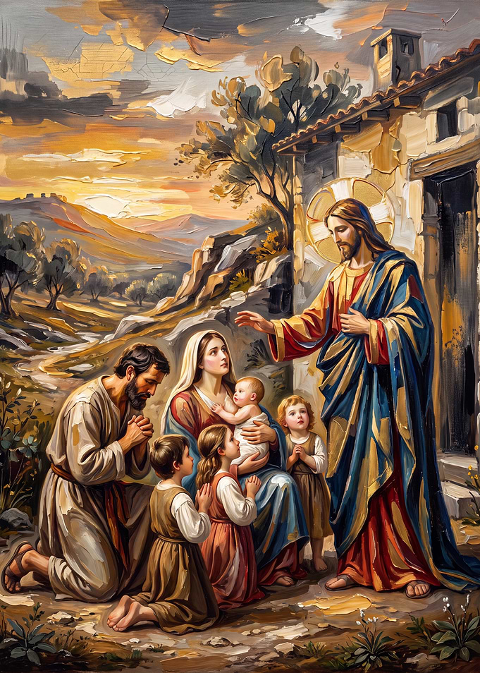 Jesus Blessing a Family