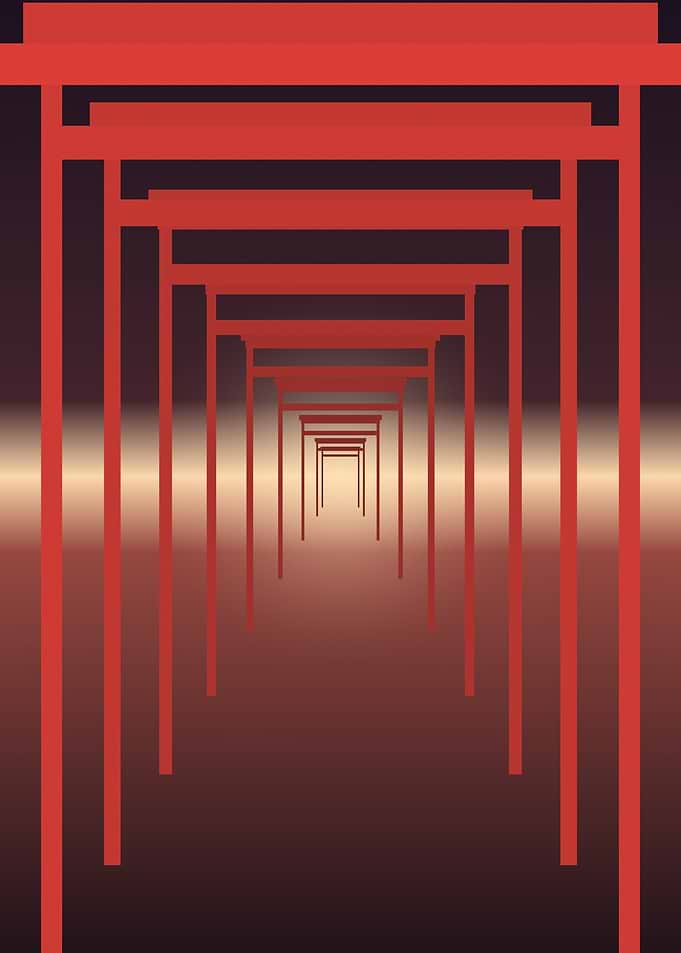 Torii Gates - Minimalist Japanese Shrine Path at Dusk