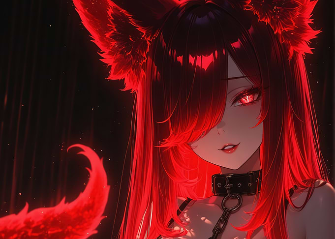 Red-Haired Anime Fox Girl Portrait