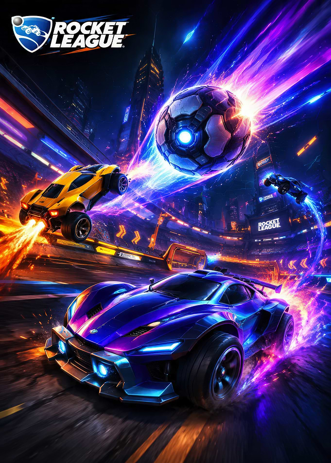Rocket League Action Gameplay Poster
