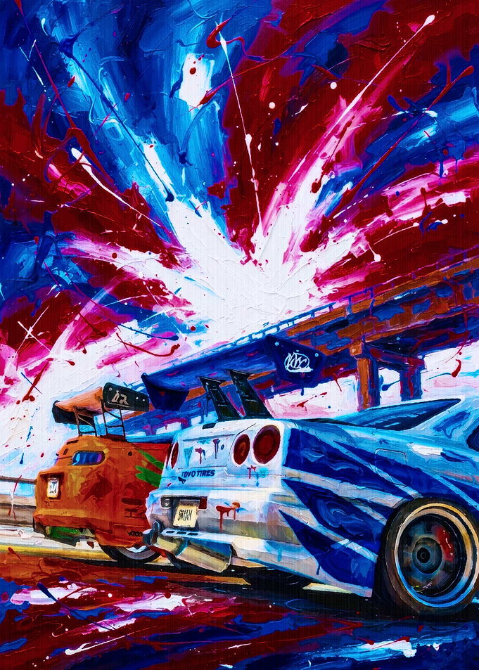Abstract Street Racing Nissan Skyline Art