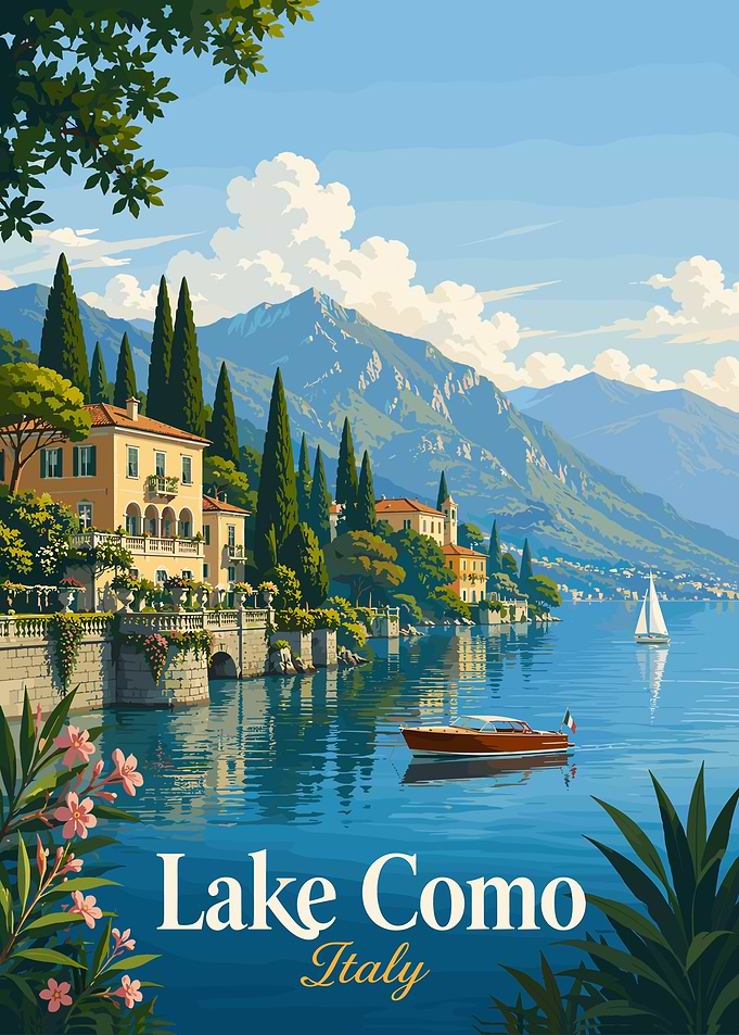 Lake Como Italy Travel Poster