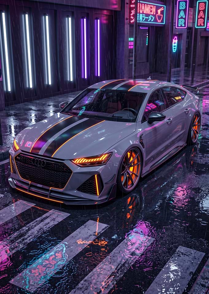 Cyberpunk Audi RS7 in Neon City
