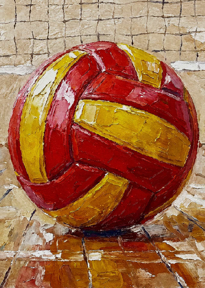 Impressionist Oil Painting of Volleyball