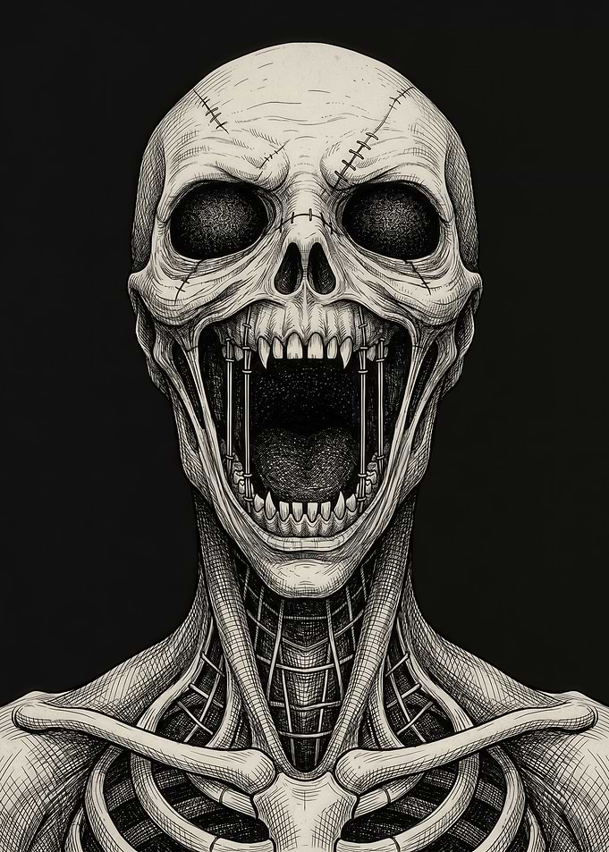 Stitched Skull Creature Illustration