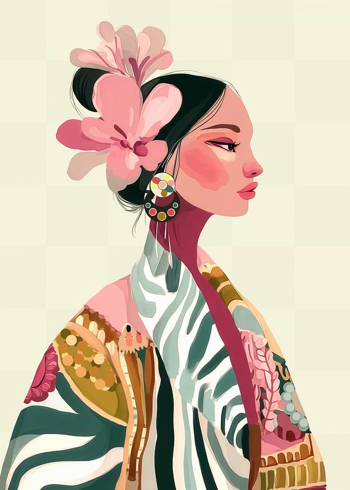 Mexican Woman with Floral Hair Accessory