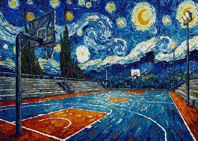 Starry Night Basketball Court Painting