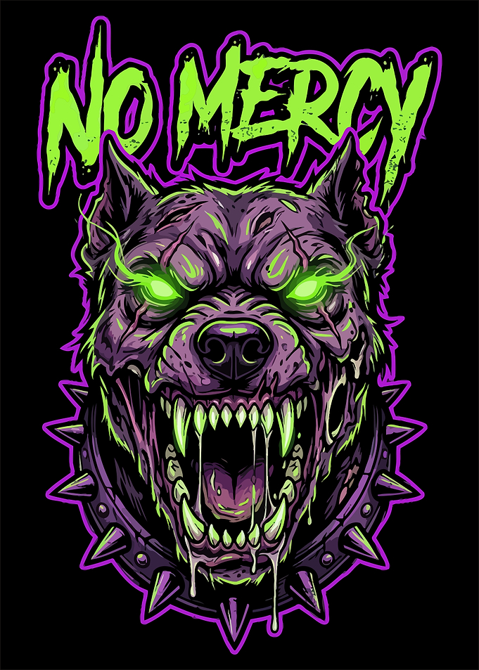 No Mercy Aggressive Pitbull Illustration