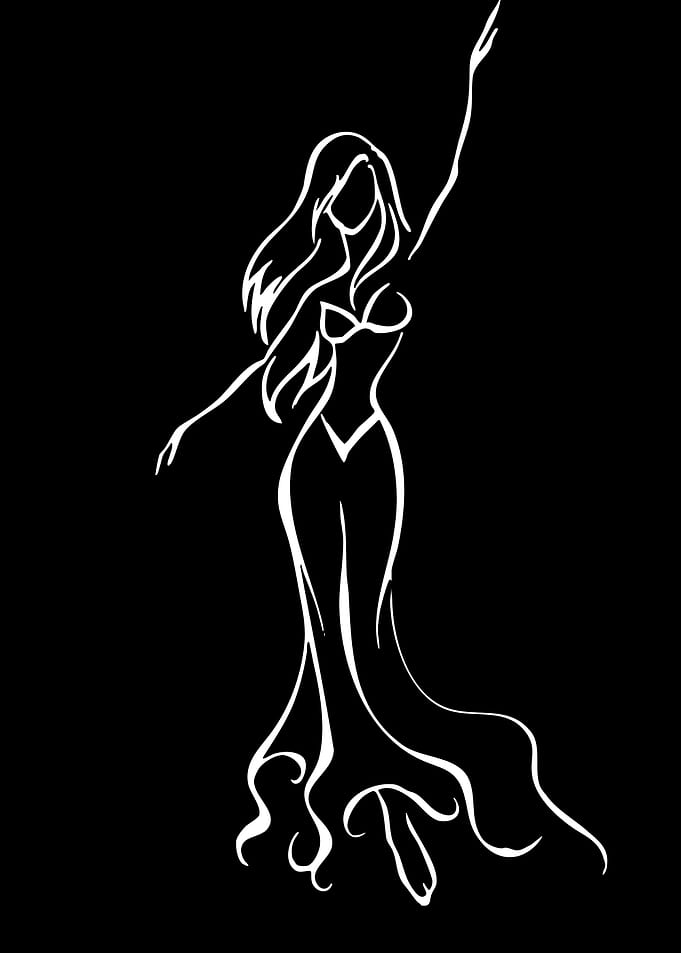 Minimalist Line Art Dancing Woman