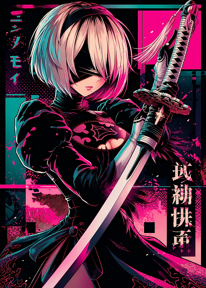 2B from NieR:Automata Cyberpunk Style