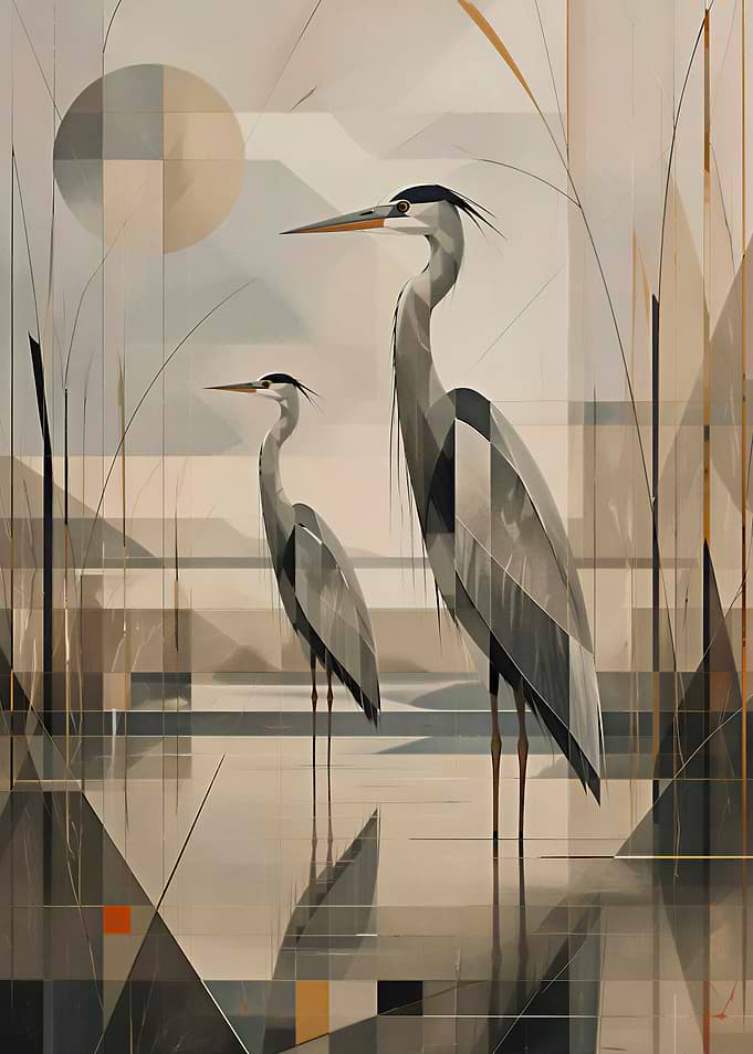 Geometric Heron Pair in Neutral Tones