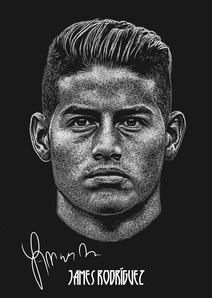 James Rodriguez Scribble Art Style
