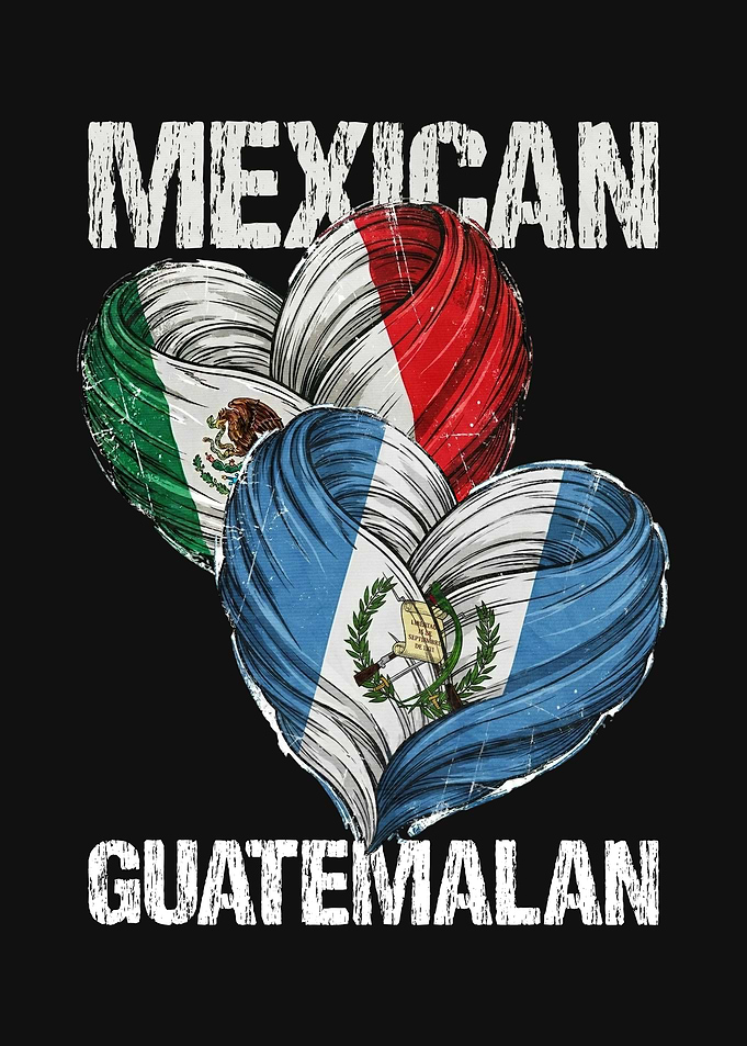 Mexican and Guatemalan Heart Flag Design