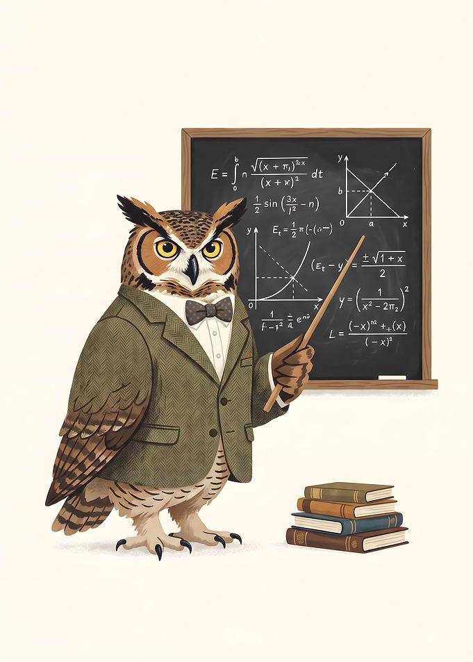 Wise Owl Professor Teaching Mathematics