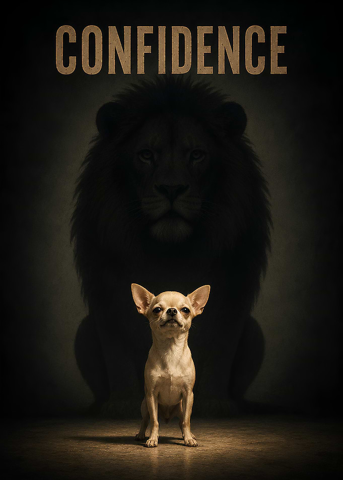 Confidence Chihuahua Lion Shadow Poster