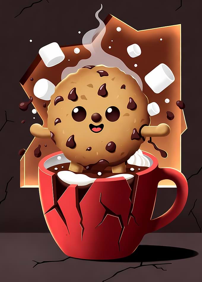 Cute Cookie in Hot Cocoa Mug