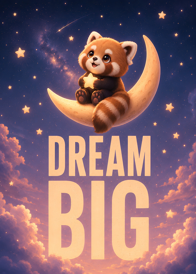 Dream Big – Cute Red Panda Motivational Poster