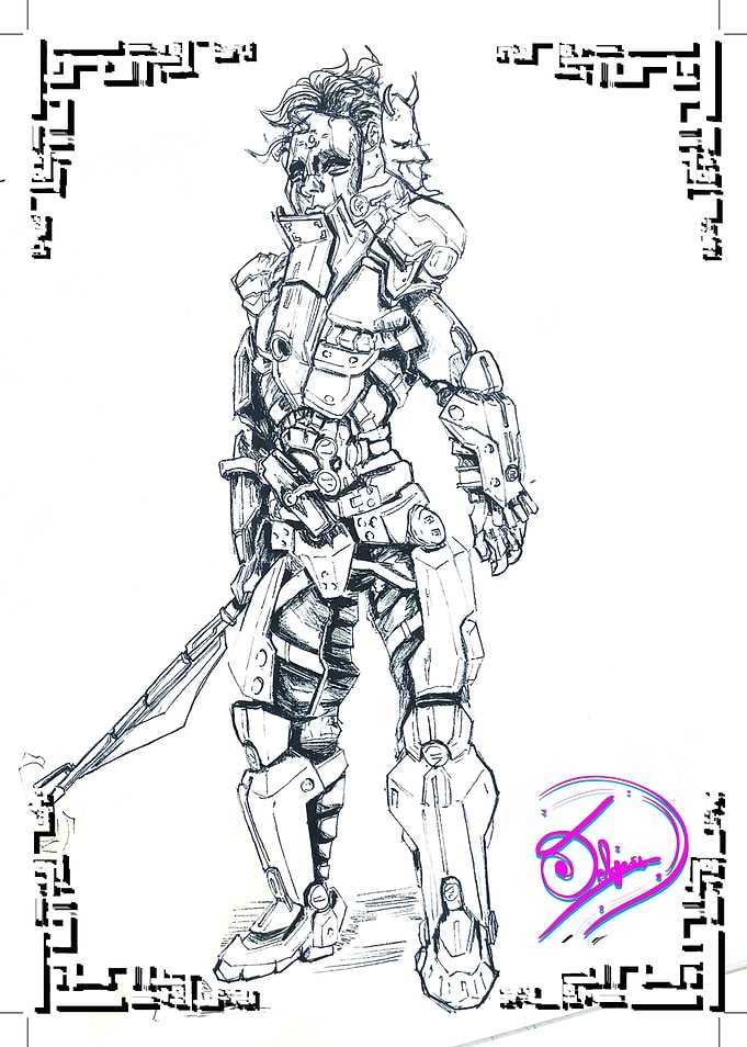 Tolgia no.4 Cybernetic Warrior Sketch (s/o Furi)