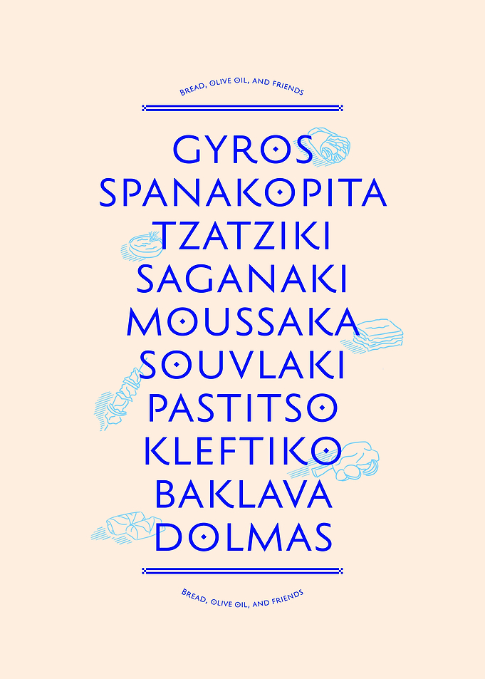 Greek Tradiational Food Typography Poster