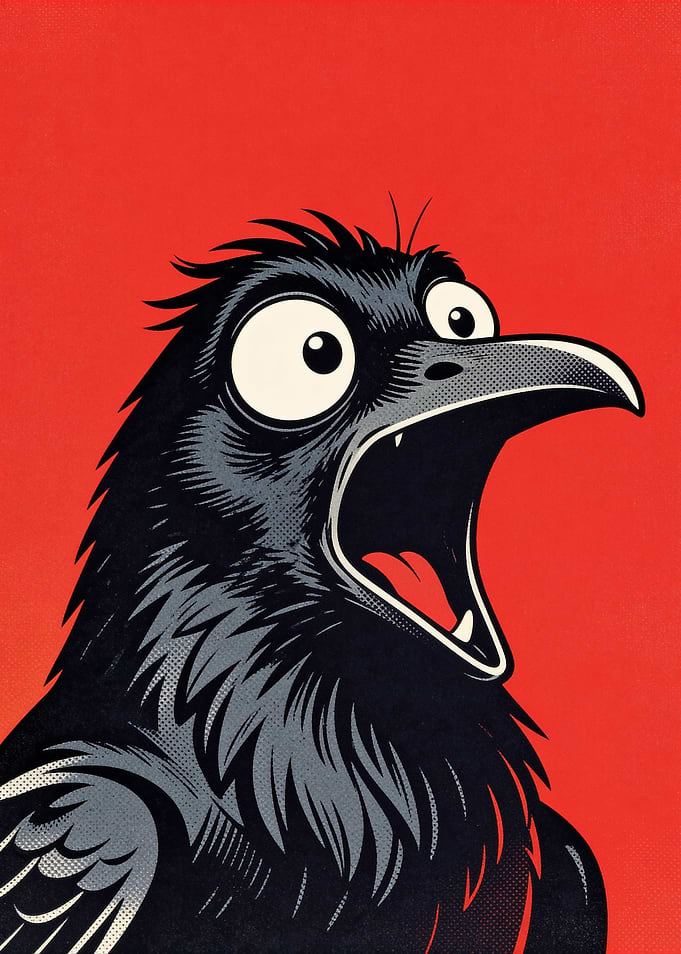 Surprised Crow Pop Art Illustration