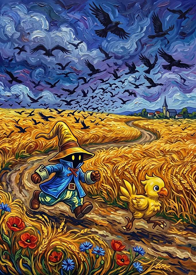 Vivi and Chocobo in Wheat Field