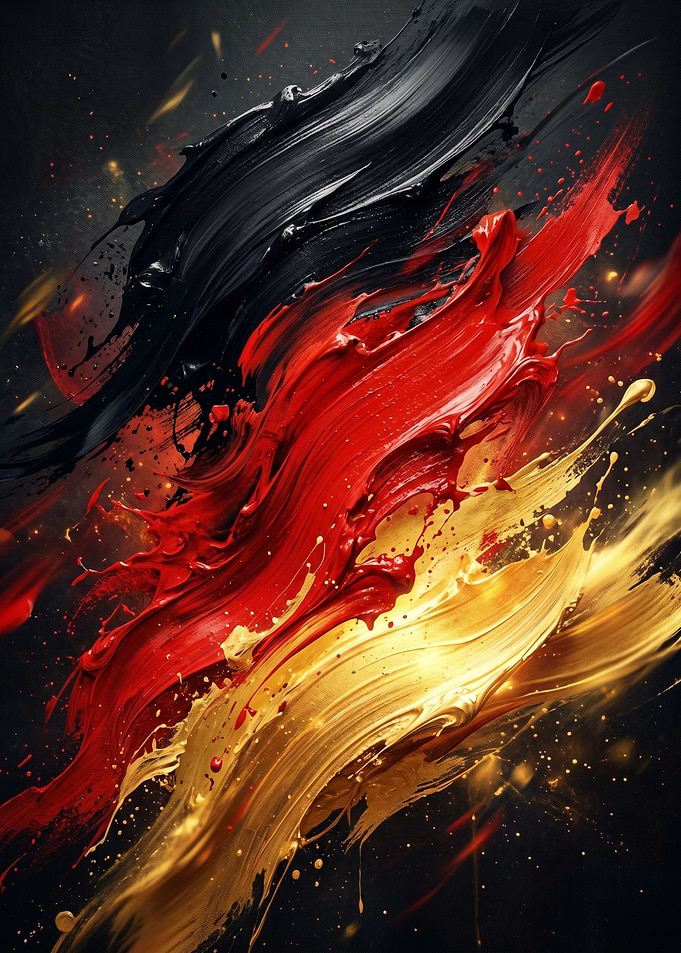 Abstract German Flag Paint Strokes