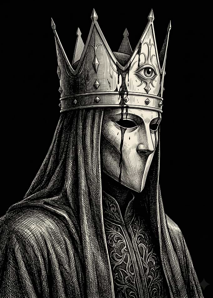 Dark Fantasy King with All-Seeing Crown