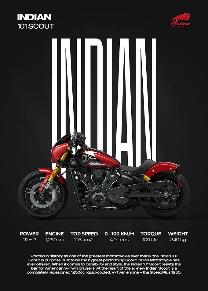 Indian 101 Scout Motorcycle Promotional Poster