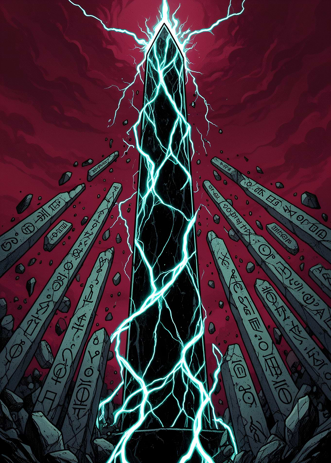 Dark Obelisk with Electric Lightning