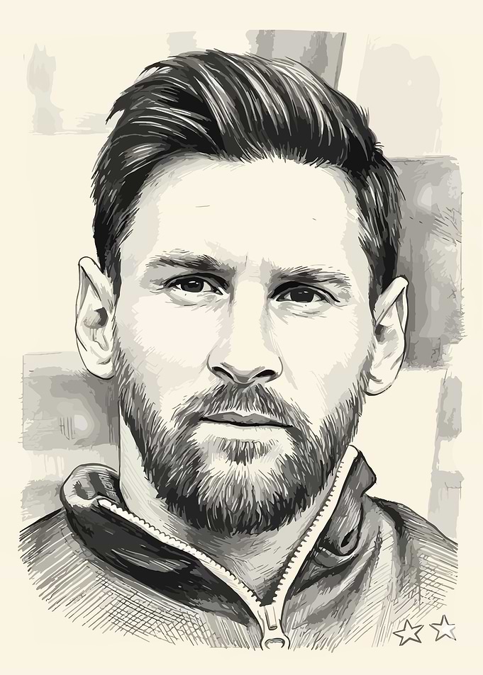 Lionel Messi Portrait Sketch