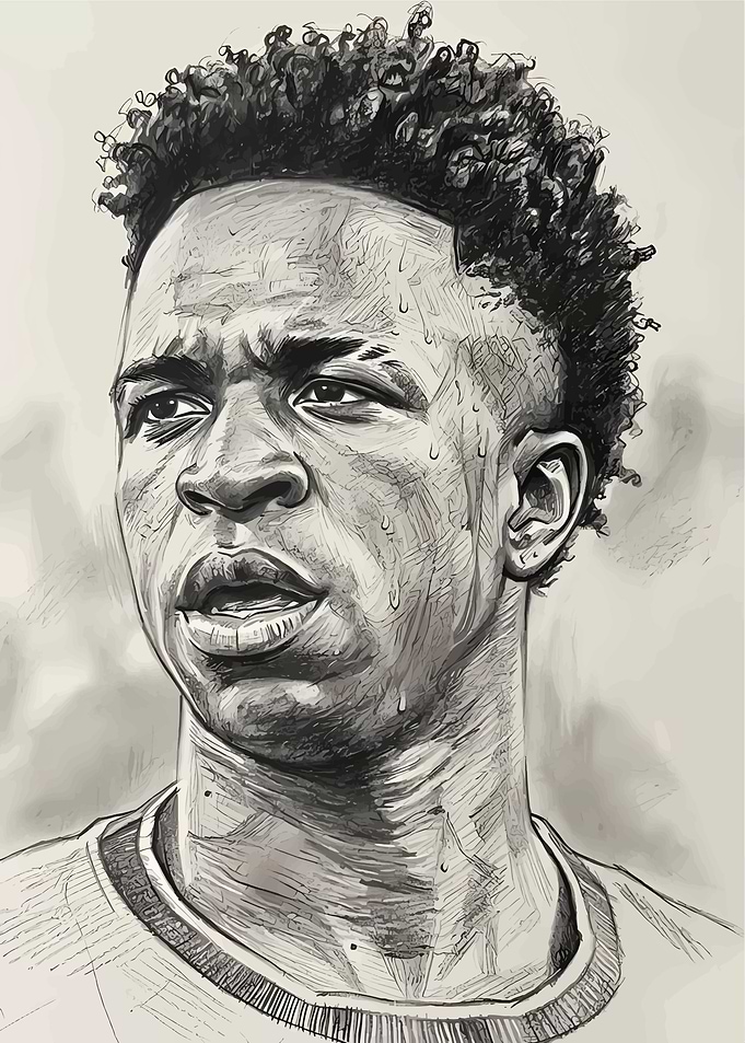 Vinicius Junior Portrait Sketch