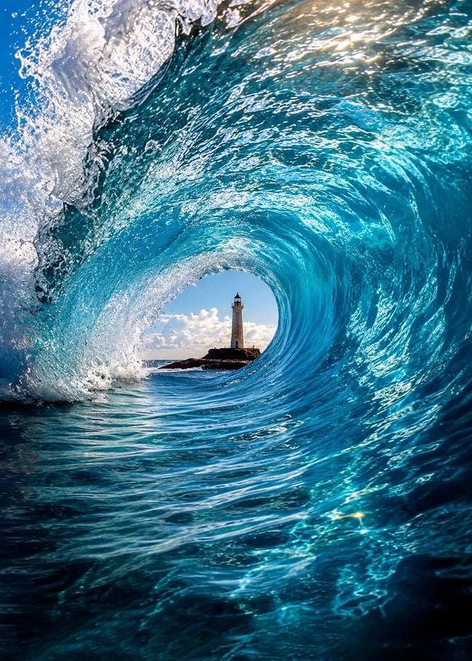 Wave Tunnel View of the Lighthouse