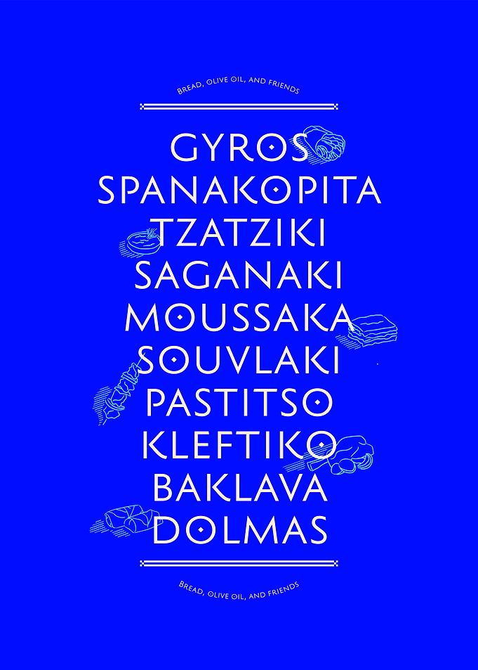 Greek Traditional Food Typography Poster