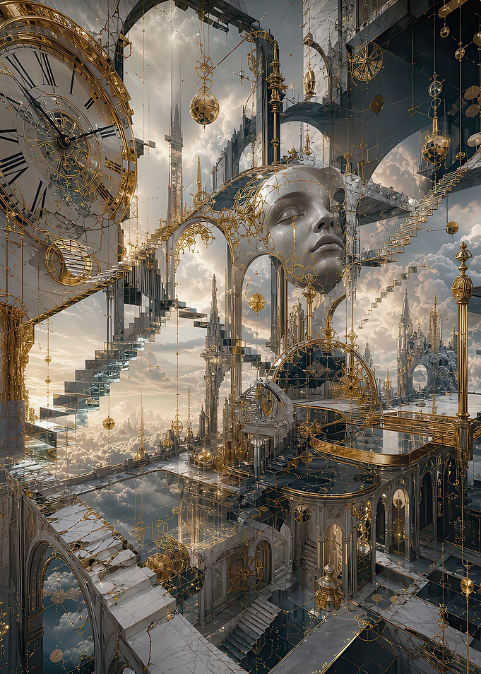 Surreal Celestial Clockwork Palace