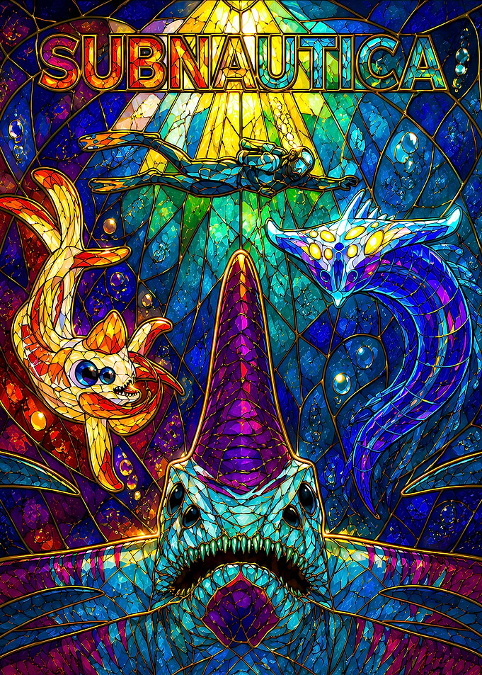 Subnautica Stained Glass Underwater Art