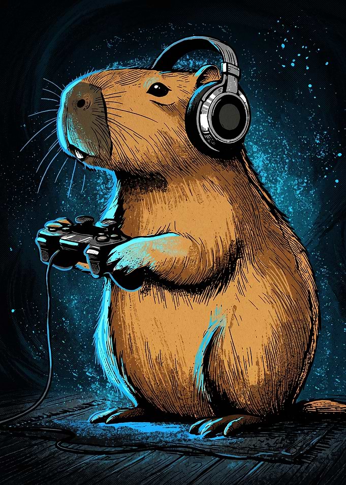 Gamer Capybara with Headphones