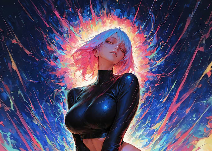 Ethereal Anime Girl with Cosmic Aura