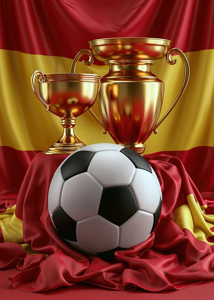 Spanish Soccer Championship Trophies and Ball