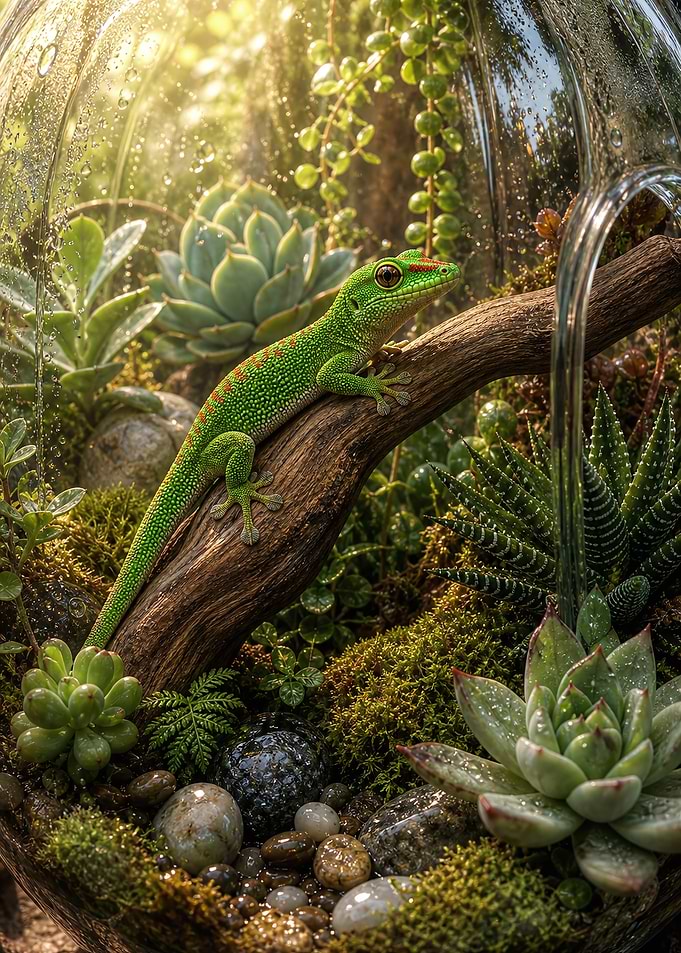 Gecko Succulent Terrarium