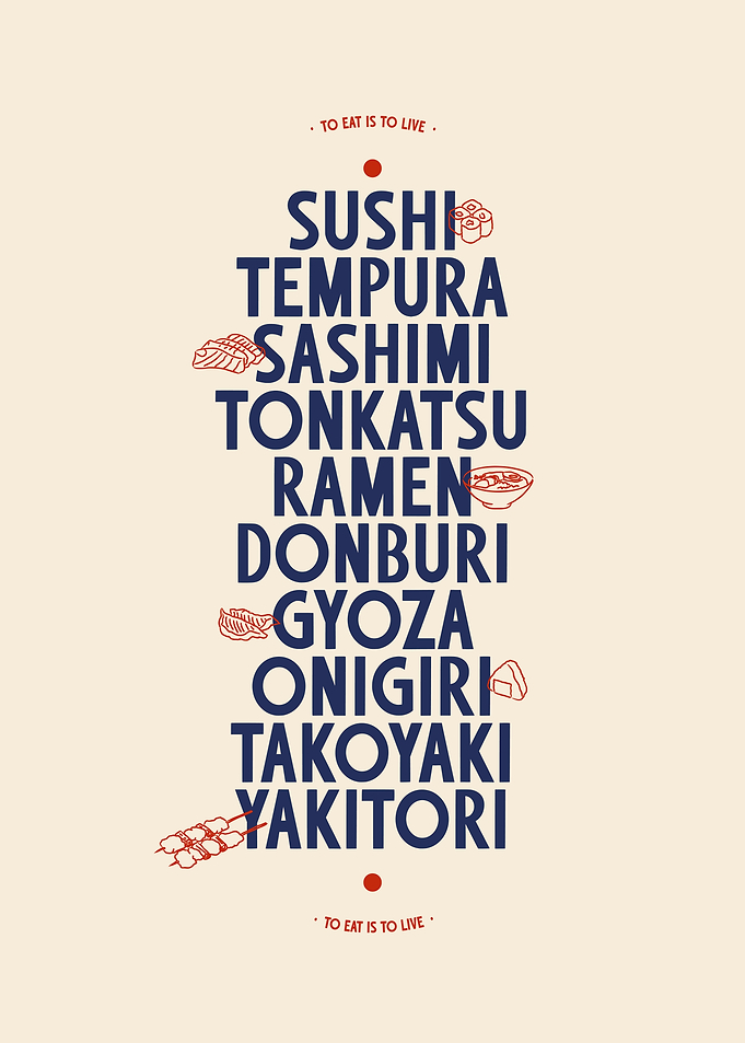 Japanese Traditional Food Typography Poster