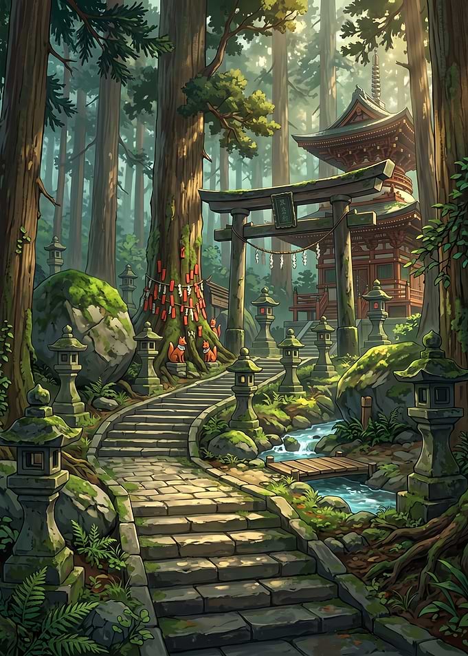 Enchanted Japanese Forest Temple Path