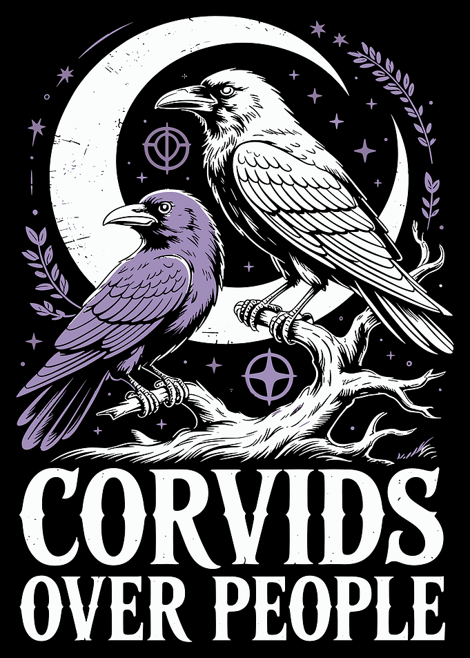 Corvids Over People Raven Illustration