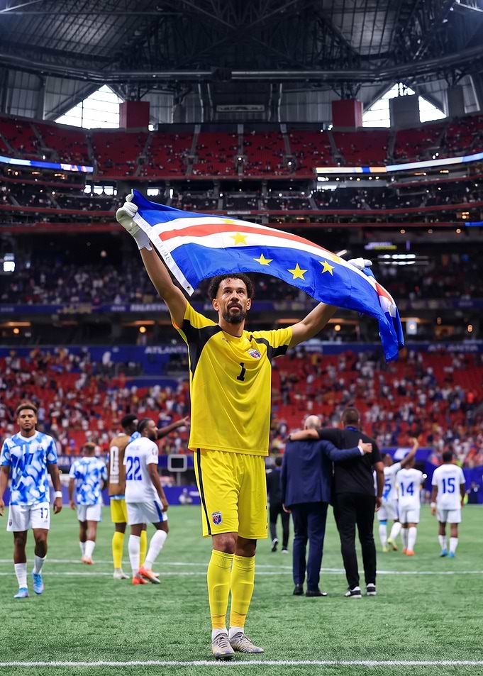 Goalkeeper Celebrating with Cape Verde Flag