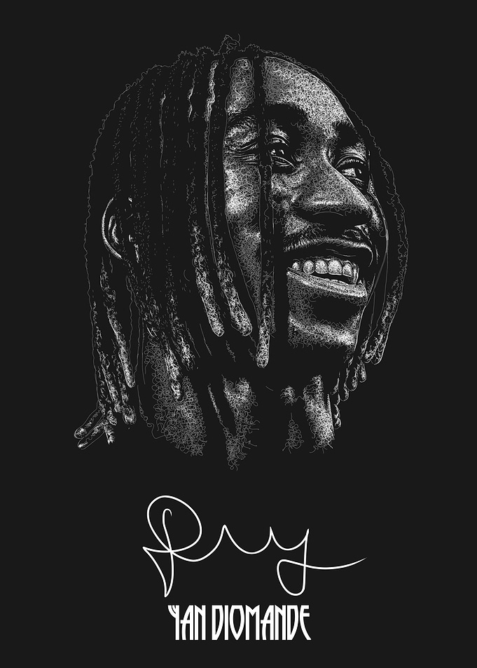 Yan Diomande Scribble Art Style