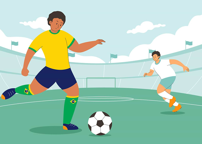 Brazilian Soccer Player Kicking Ball