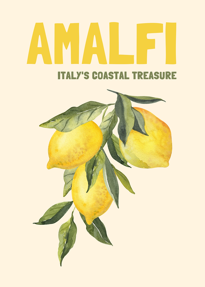 Amalfi Italy Coastal Treasure Lemon Poster